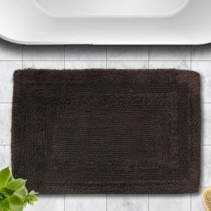 Reversible Cotton Rectangle Bath Mats, Color : Dk.coffee 40x60 Cm