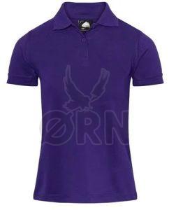 Solid Ladies Cotton Purple Polo T-Shirt for Casual Wear