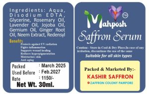 Saffron Serum, Color : Pale Yellow for Skin Care Use
