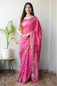 pure chanderi ghicha border silk saree