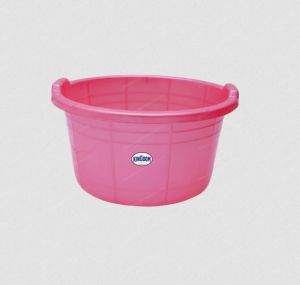Plain Pink Round Plastic Tub, Capacity : 30 Liters