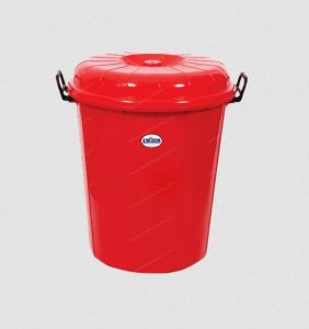 Plastic Plain Red 60 Litre Storage Bucket, Shape : Round