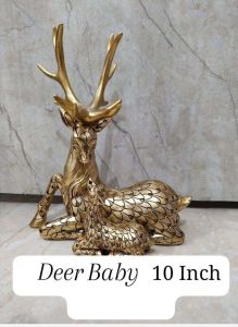 10 Inch Golden Polyresin Deer Statue