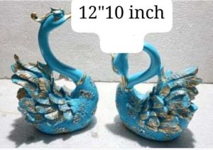 Resin Matte 12 Inch Blue Swan Statue, Packaging Type : Box