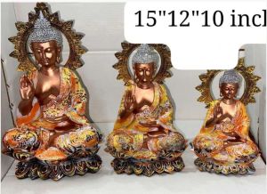 Resin Matte 15 Inch Lord Buddha Statue, Color : Gold for Home Decor