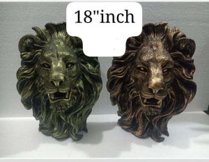 Resin 18 Inch Lion Fact Showpiece Statue, Color : Gold Brown