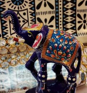 Decorative Metal Meenakari Elephant Statue, Color : Multicolor