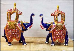 Glossy Resin Rajasthani Elephant Decorative Statue, Color : Voilet