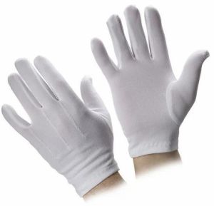 Plain White Nylon Knitted Gloves, Liner Material : Polyester