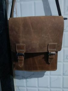 Leather Side Bag 8x8, Length : 12 Inch, Technics : Handmade