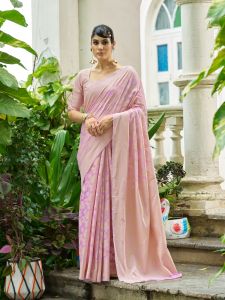 Ladies Violet Cotton Lucknowi Saree