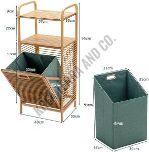Bamboo Laundry Hamper with Tilt-Out Storage