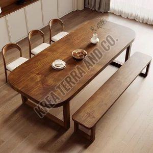 Plain Brown 6 Seater Wooden Dining Table