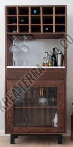 Brown Wooden Bar Cabinet, Weight Capacity : Top Surface 50-100 Kg