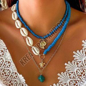 Ladies Beach Tortoise Conch Shell Alloy Shell Soft Clay Necklace