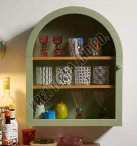 Wall Mounted Wooden Crockery Cabinet, Color : Green
