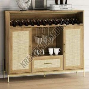 Wooden Bar Cabinet, Color : Beige Modern for Storage Display