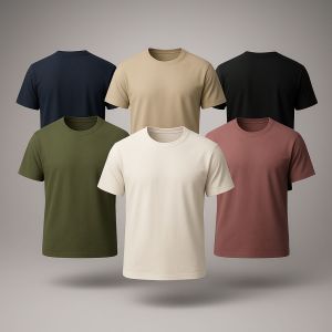 Round Neck 60% Cotton 40% Polyster Plain Half Sleeve T-shirt