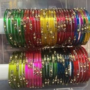 Glass Kundan Stone Bangles
