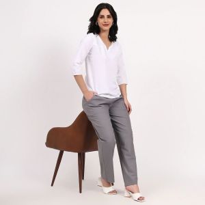 Grey Wide Leg Cotton Pant