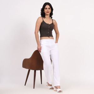 White Wide Leg Cotton Pant Formal, Casual, Everyday Wear