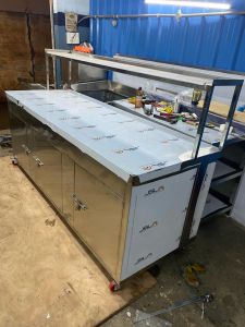 Polished Swing Door Silver Stainless Steel Pick Up Counter