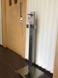 Polished Stainless Steel Sanitizer Dispenser Stand, Color : Silver