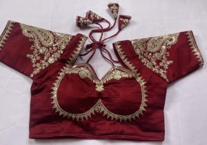 Bridal Maroon Embroidered Blouse