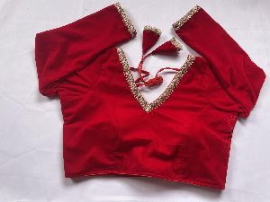 Red Fantom Full Sleeve Silk Blouse Party Wear, Wedding Wear