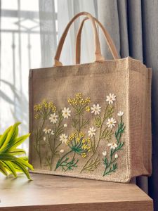 Cotton Thread Embroidery Handicraft Jute Bags
