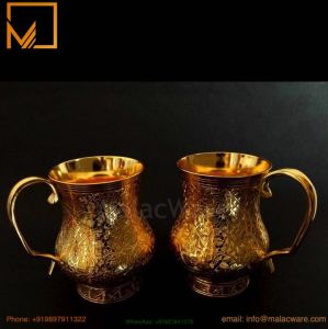Brass Carving Handle Beverage Mug