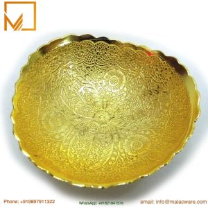 Gold Plated Handcrafted Brass Bowl- 12 Cm Size Premium Gift