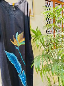 Black Cotton Hand Painted Kurti