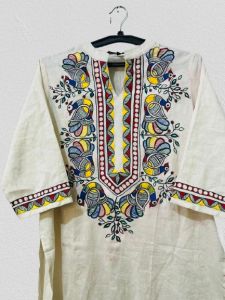 Hand-Painted Ladies Kurti with Madhubani Art