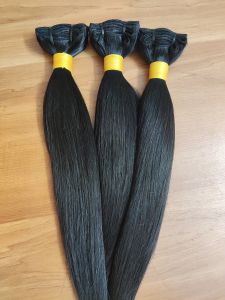 Raw Indian Straight Hair Wefts, Color : Black Party Wear