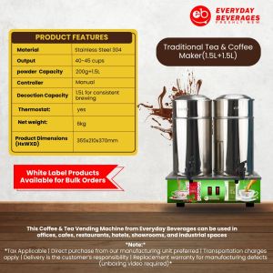 Automatic Stainless Steel Tea Coffee Machines 2L for Commercial