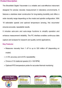 Stainless Steel Brookfield Viscometer, Brand Name : V-TECH