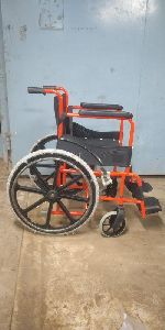 Polished Mild Steel Folding Wheel Chair, Color : Grey