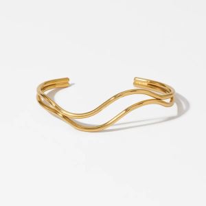 Brass Waveform Open Cuff Bracelet