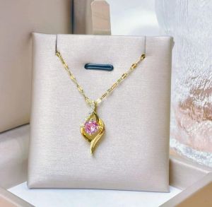 Glossy Gold-Plated Alloy Golden Flame Pinkstone Party Necklace