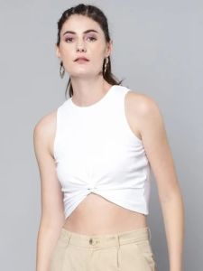 Ladies Front Knot Style Crop Length Top