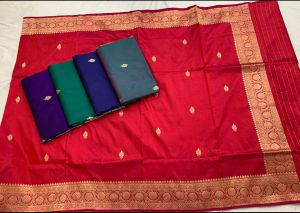 3 piece butti weaving pure katan silk suit