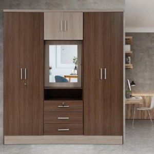 Modern Wooden Wardrobe, Color : Brown for Bedroom Storage