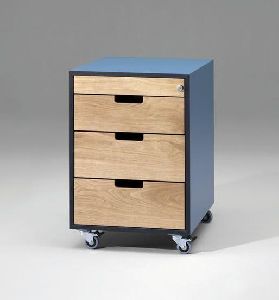 Wood Polished Pedestal Drawer Modern for Home, Office