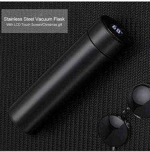 Stainless Steel Temperature Water Bottle, Color : Black