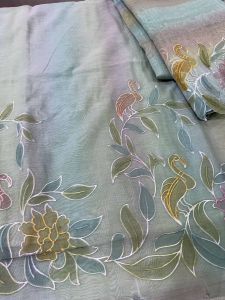 3 Piece Applique Work Chanderi Silk Suit