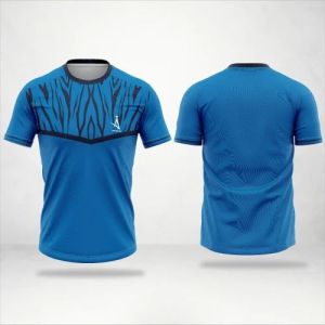 Mens Polyester Blue Half Sleeve Sports T Shirt