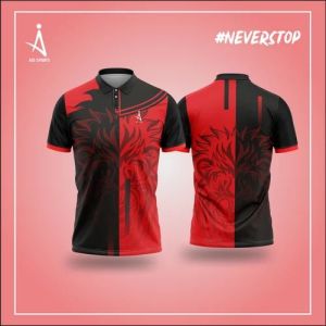 Mens Polyester Red and Black Sports T Shirt