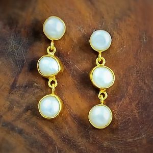 Indiacz Polished Handmade Brass Pearl Earrings, Color : All Color