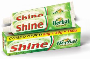 Shine Herbal Toothpaste 80g + 80g, Packaging Type : Paper Box, Packaging Size : 160g For Oral Health, Teeth Cleaning